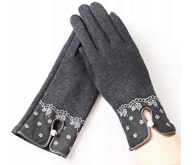 Luvas elegantes de renda feminina f cinza