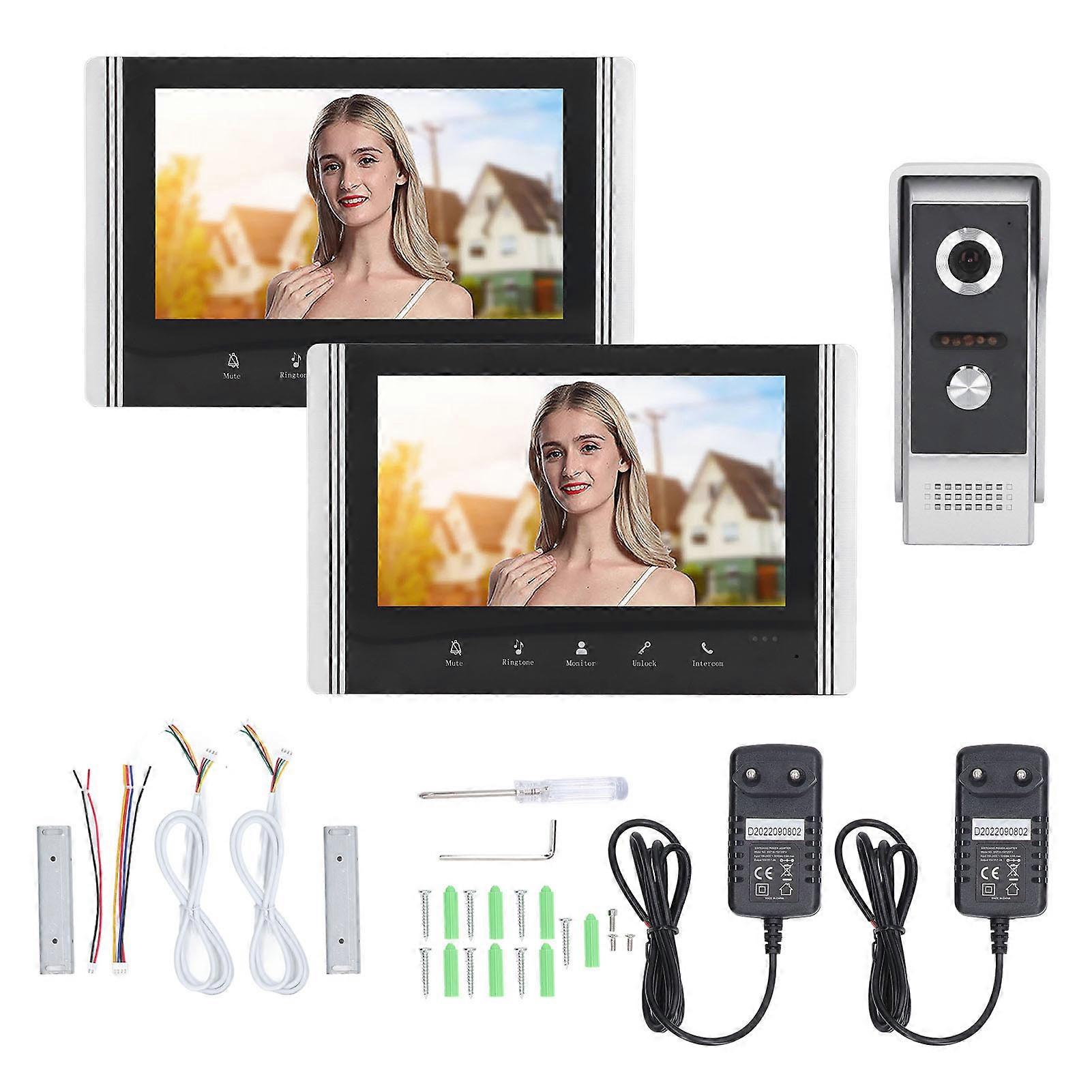 Camera Monitor Doorbell Hd Night Vision App Control Intercom System Wifi Video Doorbell For Villa Apartment Ac 100240v Eu Plug