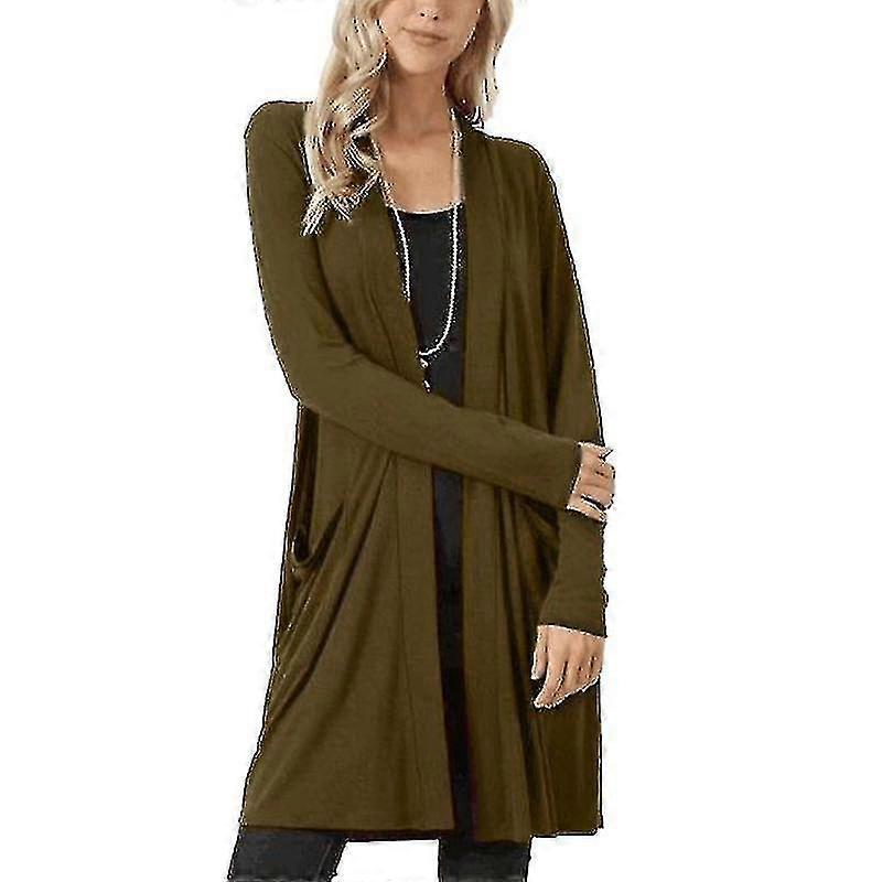 Kvinnor Plus Size Stickade Vattenfall Cardigans Kappjacka Outwear