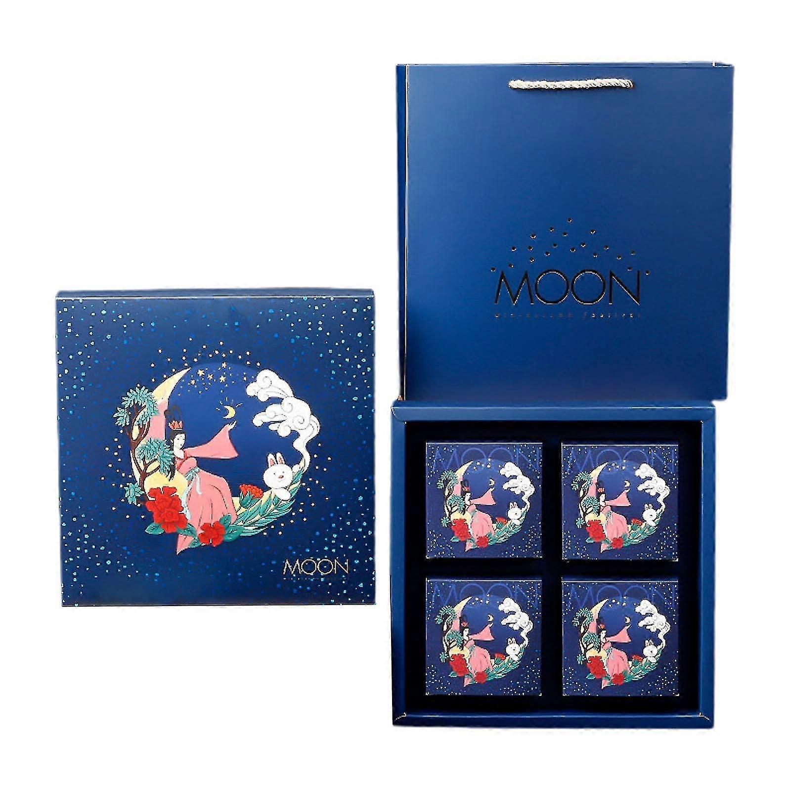 4 Cavidade Mooncake Embalagem Caixas Red Mooncake Box Container para presente do festival