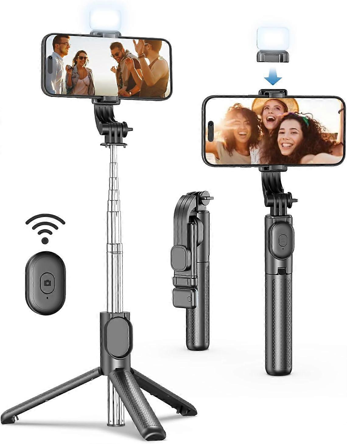 41 Cell Phone Tripod for iPhone, Extendable Selfie Stick with Wireless Remote, Selfie Stick Tripod with LED Light, Compatible with iPhone 14/14 pro/13