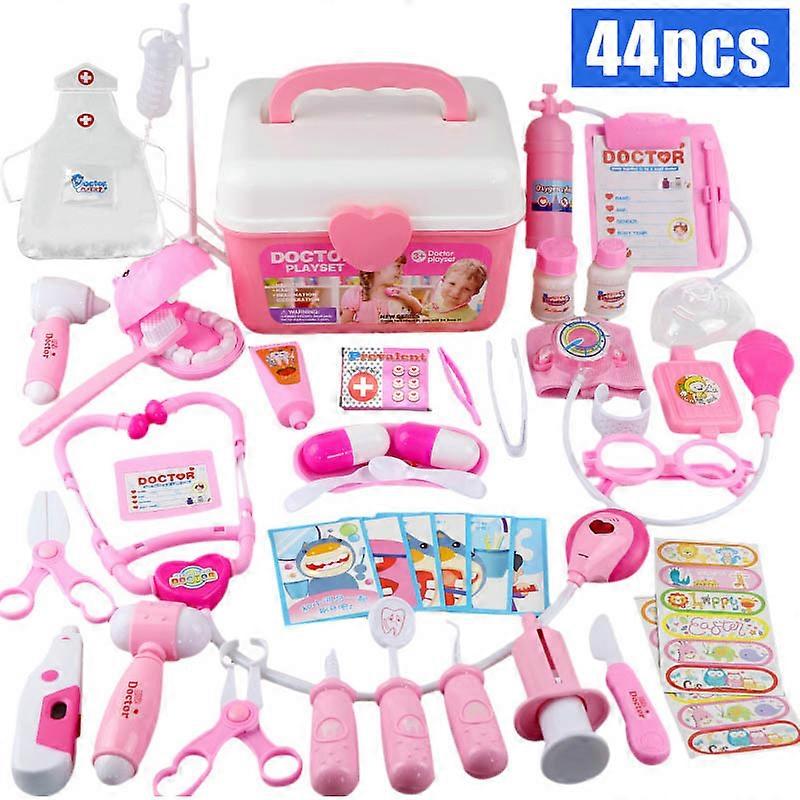 44pcs/set Children Pretend Play Toy Set Pretend Doctor Simulation Clinic Appliances with Storage Box