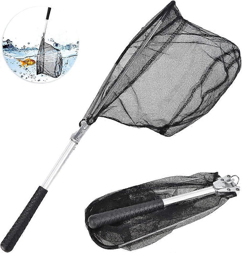 Foldable Fishing Landing Net Telescopic Anti-Rust Foldable Fishing Net Predator Fishing Landing Net with Rubber Fly Triangular Fish Net 50 for Sea Fis