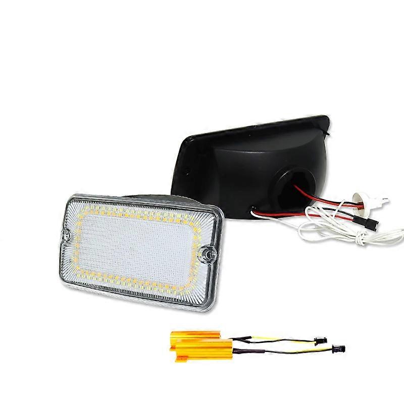 Switchback Amber Yellow LED Car Front Bumper Turn Signal Lights w/ Xenon White DRL/Driving Lights For 1997-2006 Jeep Wrangler TJ