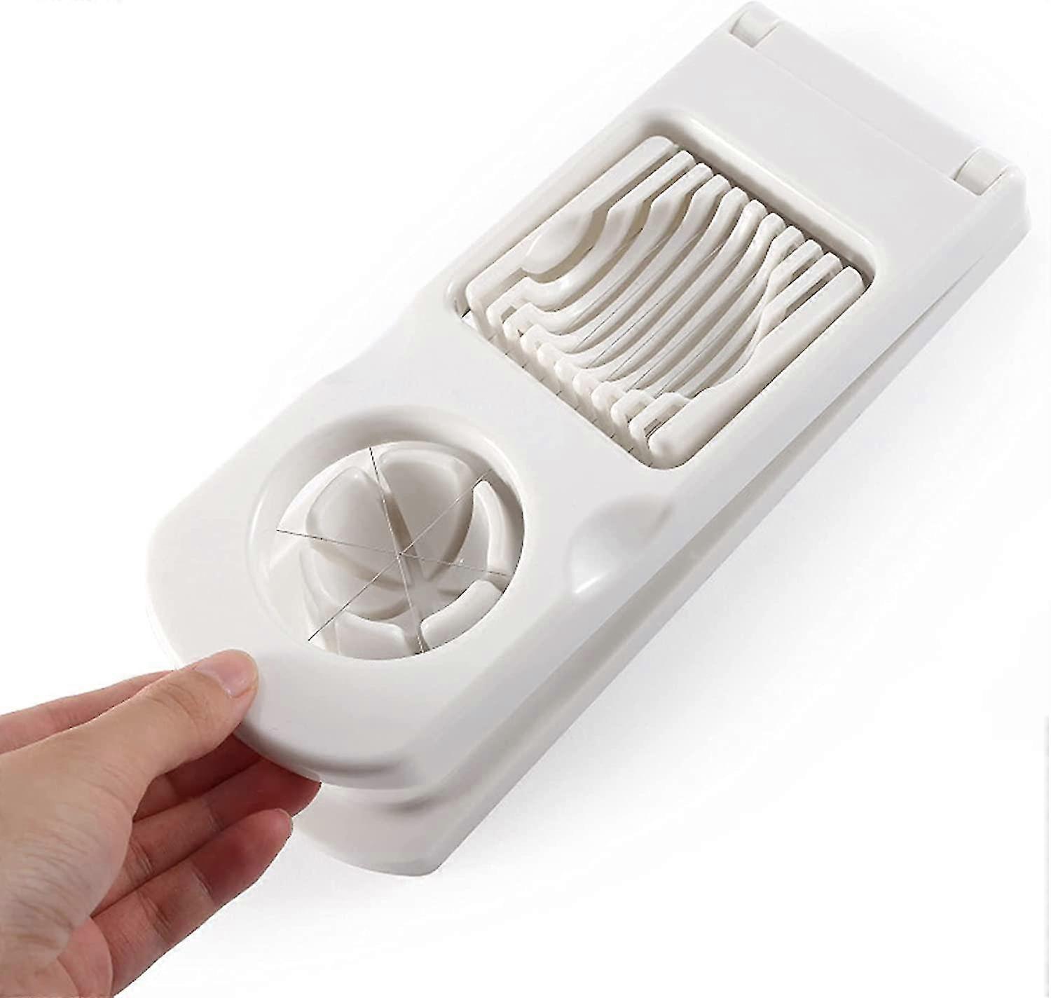 Äggskärare, Skivare, Äggseparator i rostfritt stål, Multifunktion, För 2 skivningsstilar, Skivare för hårdkokta ägg, Salladsskärare, 2-i-1 äggskivsdelare