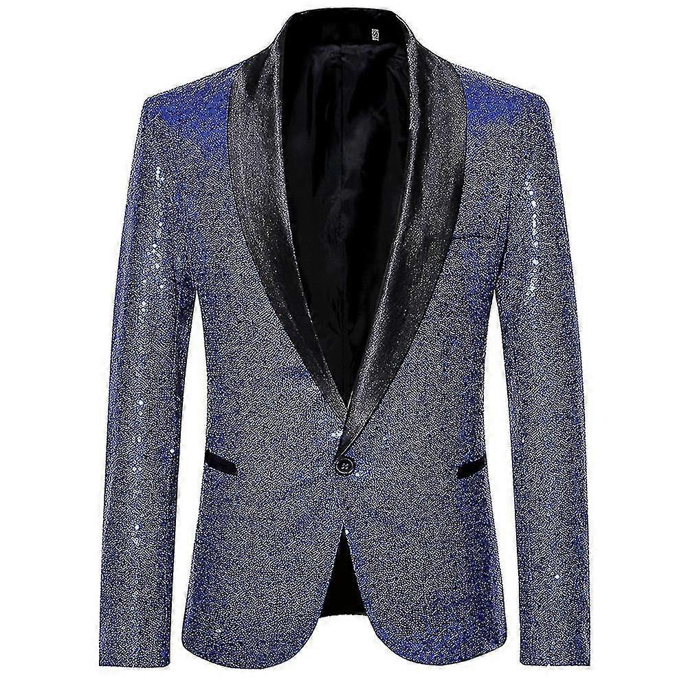 Erkek Moda Payet Casual Blazer Wediing Kutlama Takım Ceket