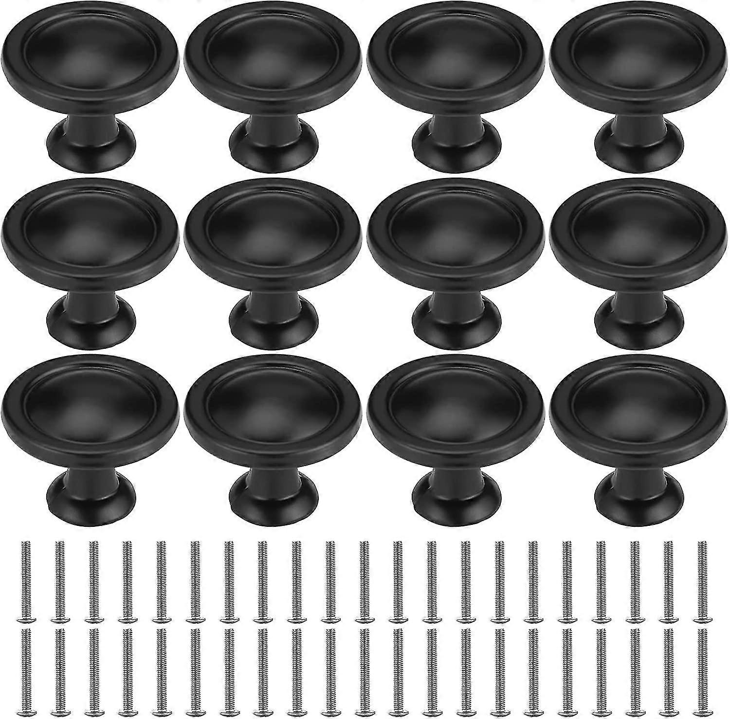 12 Pieces Cabinet Knobs, Vintage Drawer,furniture Handles, Door Knobs With Two Size Screws,black
