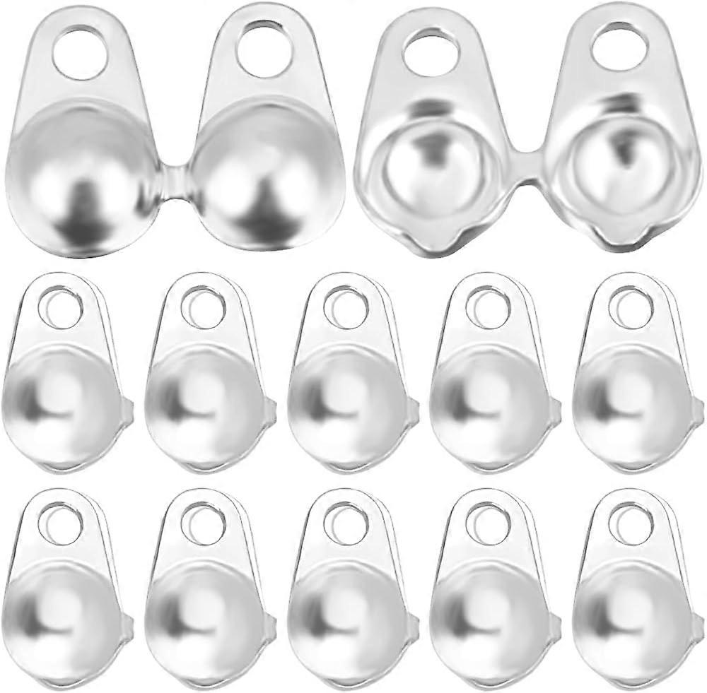 1Box 20Pcs Bead Tips Sterling Silver Knot Covers Clamshell Crimp Tips Beads Fold Over Bead Covers Ends Caps