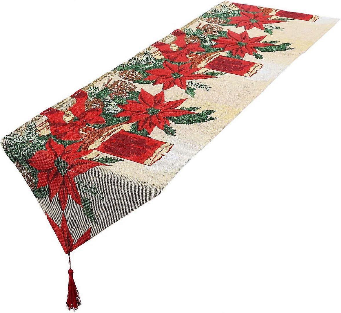 عيد الميلاد الجدول عداء الأصفر ، زهرة شمعة الرسالة المطبوعة لحفل تناول الطعام مهرجان عيد الميلاد ديكور QO [