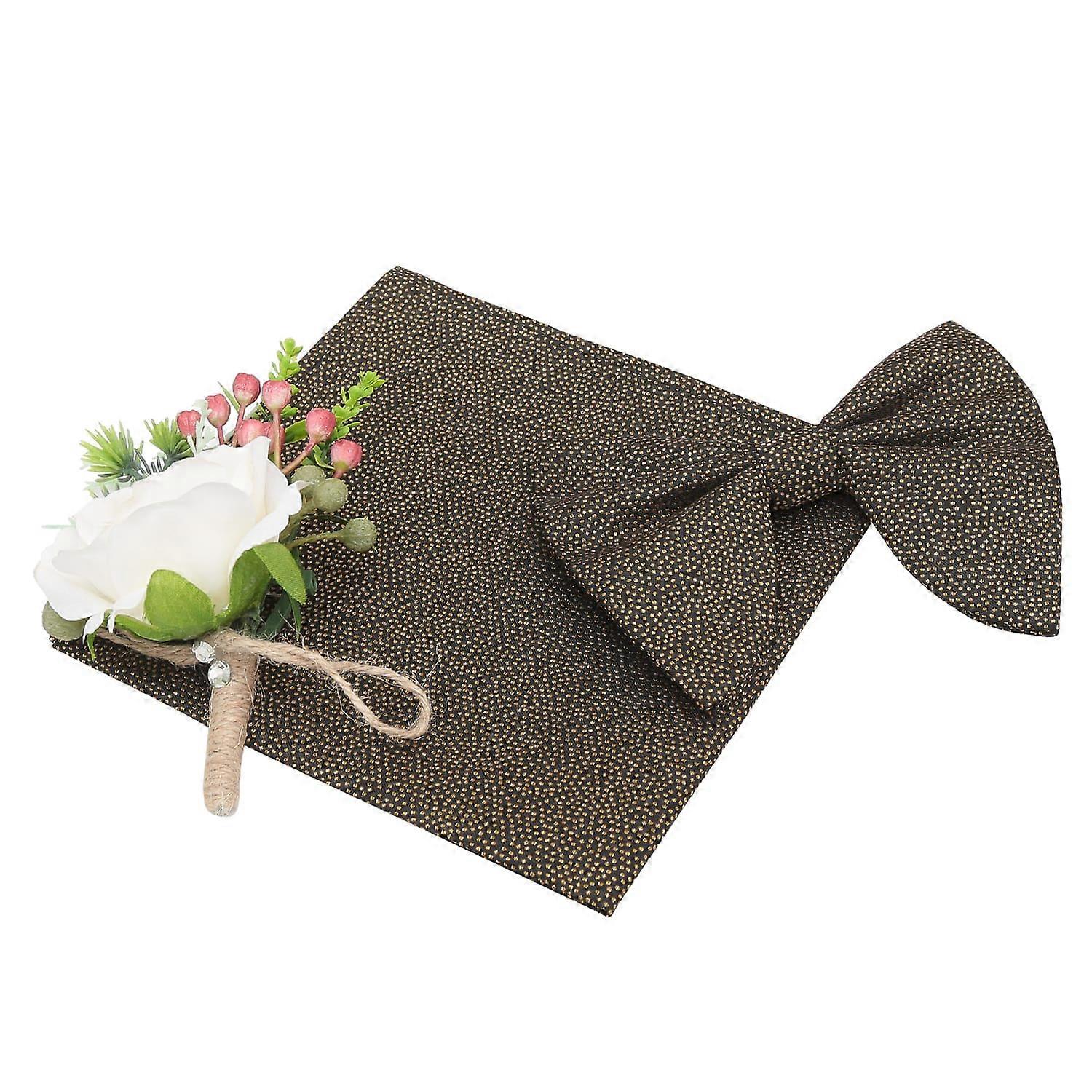 Black Metallic Bow Tie and Pocket Square Set