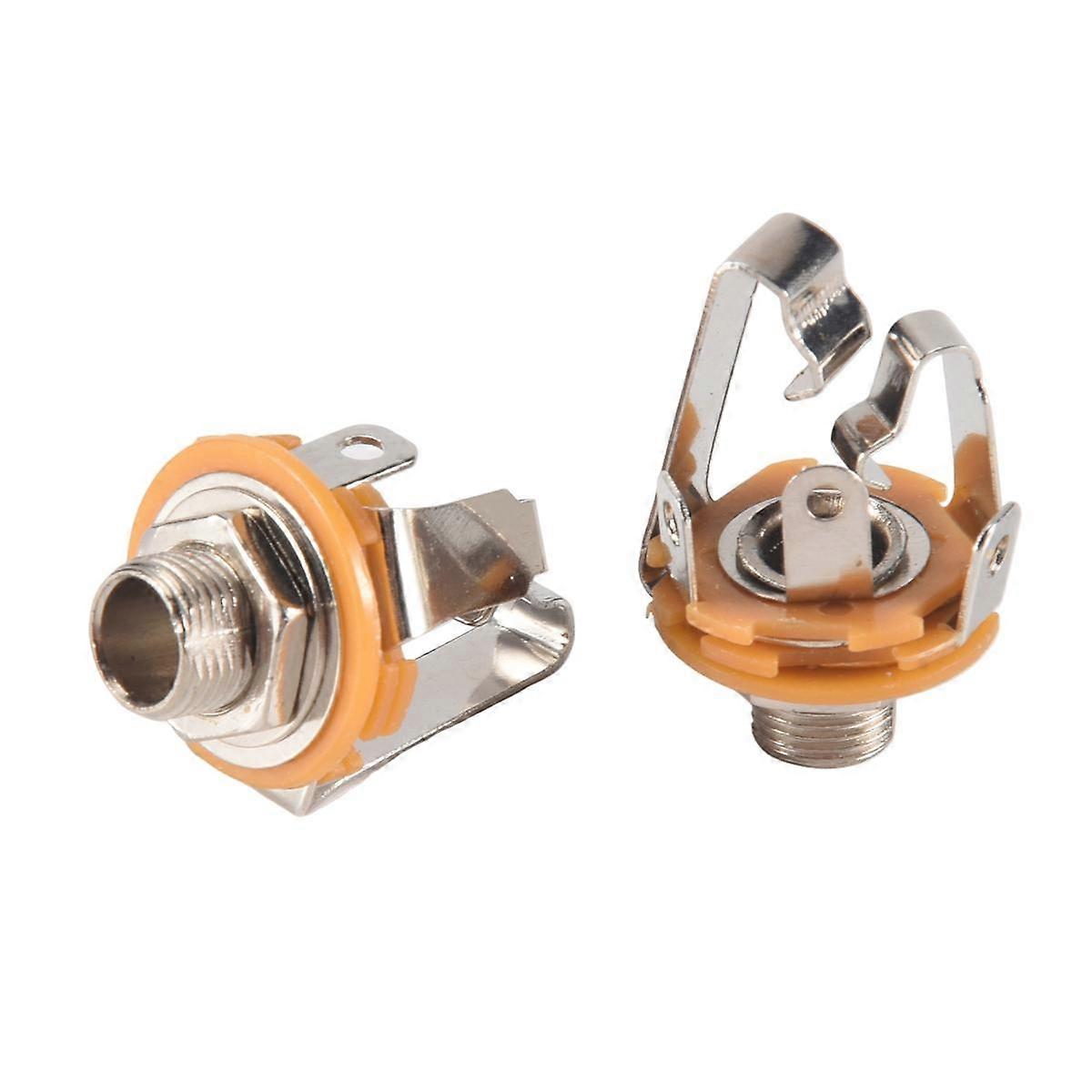 2Pcs 1/4 inch 6.35Mm Stereo Input Jack For Electric Guitar Bass