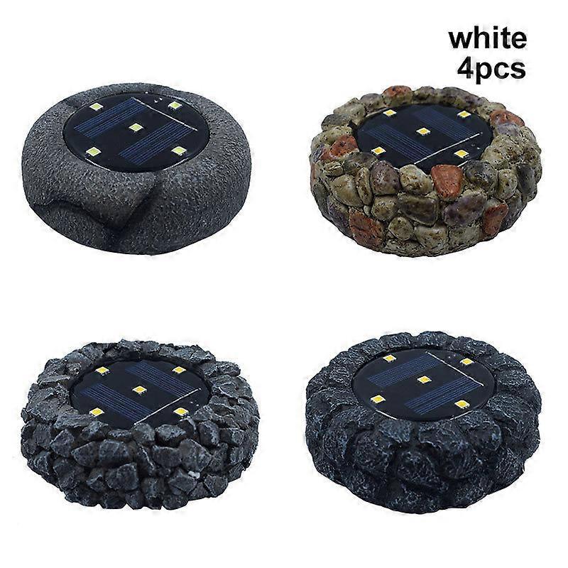 4 Pcs Simulation Cobblestone Light LED Solar Powered Ground Lights Waterproof for Garden Lawn