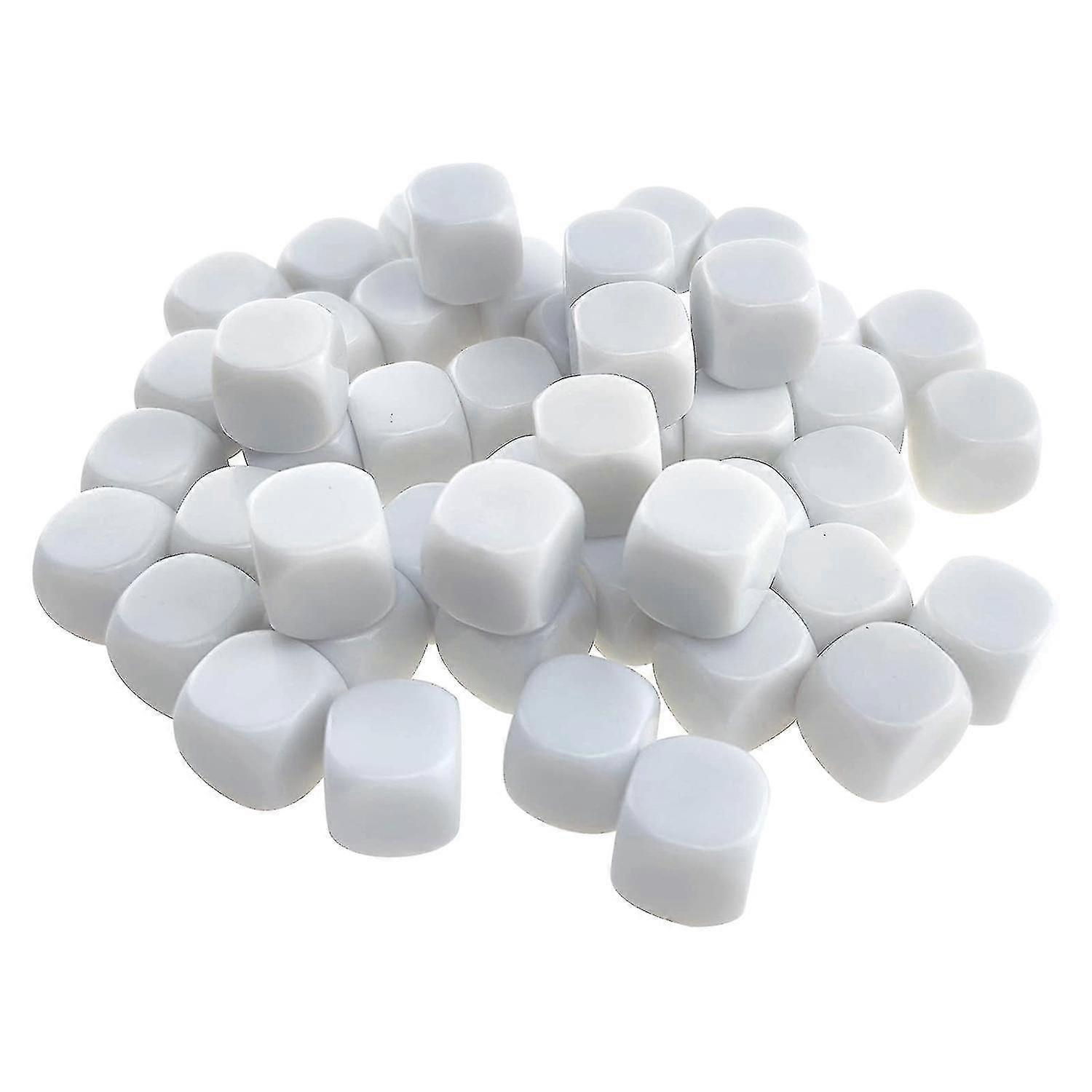 50 حزمة 16mm فارغة النرد الأبيض مجموعة الاكريليك تقريب D6 مكعبات النرد للعبة، حزب، متعة، دي ملصق و