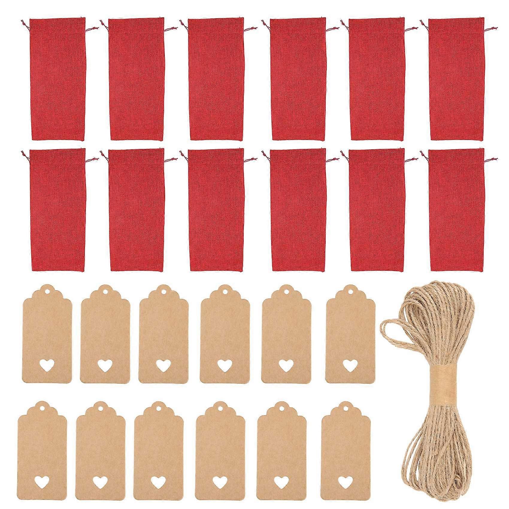 Burlap Wine Bags Bags, 12 Pcs Wine Bottle Bags with Drawstrings, Tags & Ropes, Reusable Wine Bottle