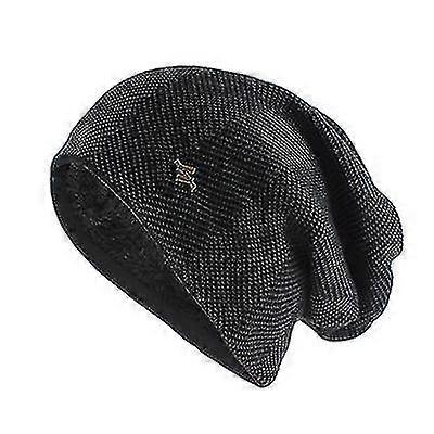 Plus Velvet Padded Pullover Warm Hat Black
