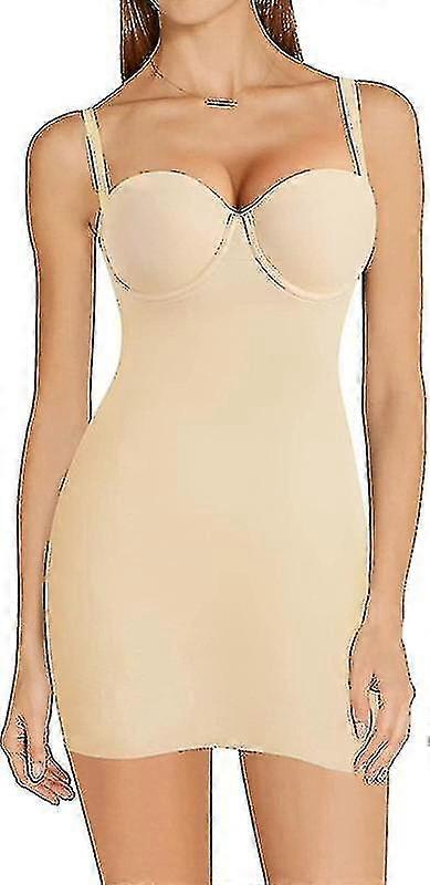 Women's Dress Full Slip Bodysuit Lingerie Body Shaper With Built-in Bra Tops Smooth Back Zekai