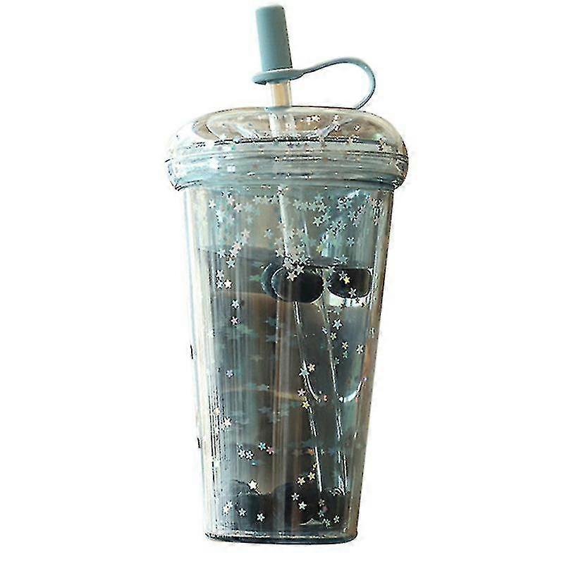 Ins Straw Cup Double-layer Plastic Sealed Girl Heart Cup