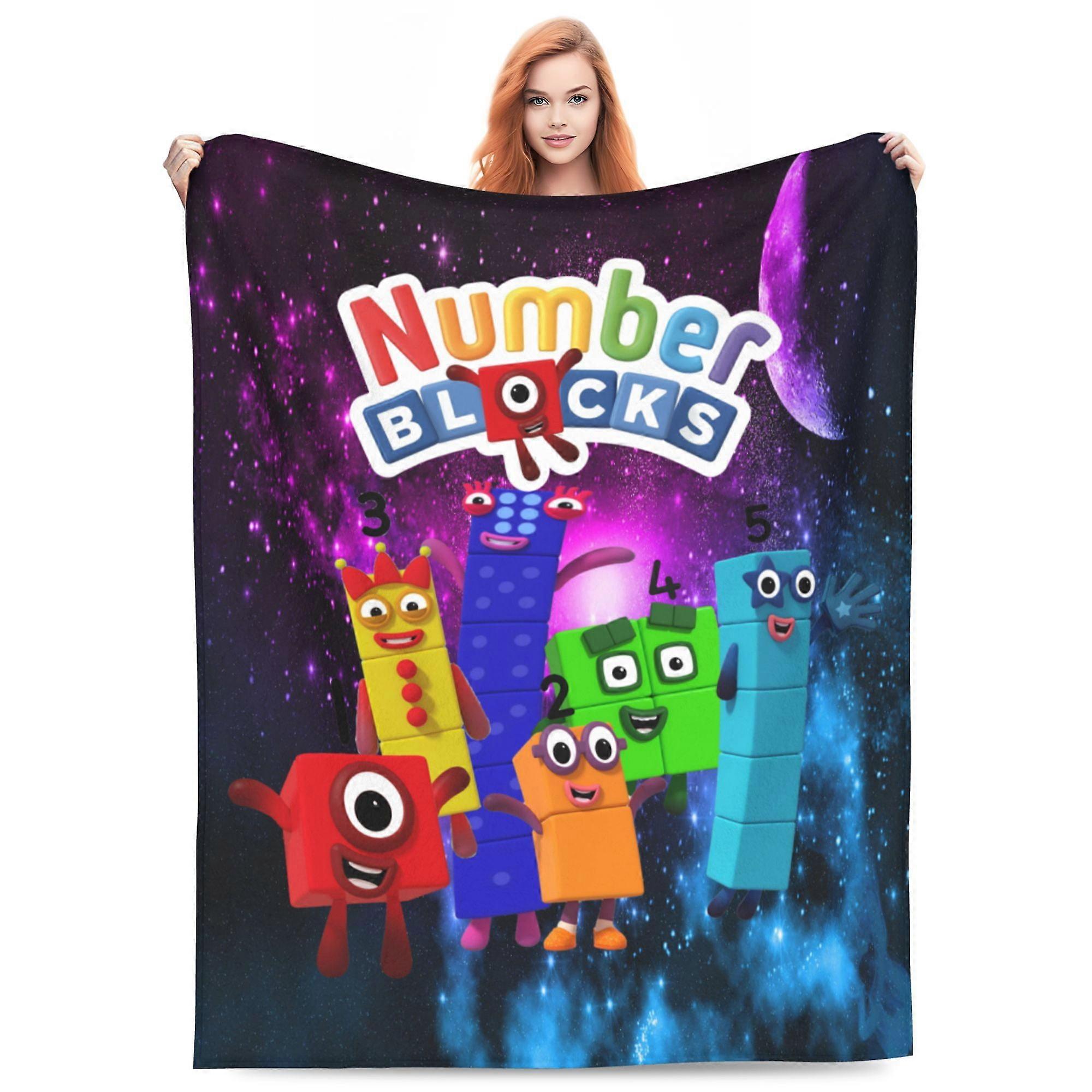 Super Soft Number Block Bed Blankets Lightweight Flannel Throws Blankets All Seasons Blankets For Sofa Bed Travel Campin-DS15565