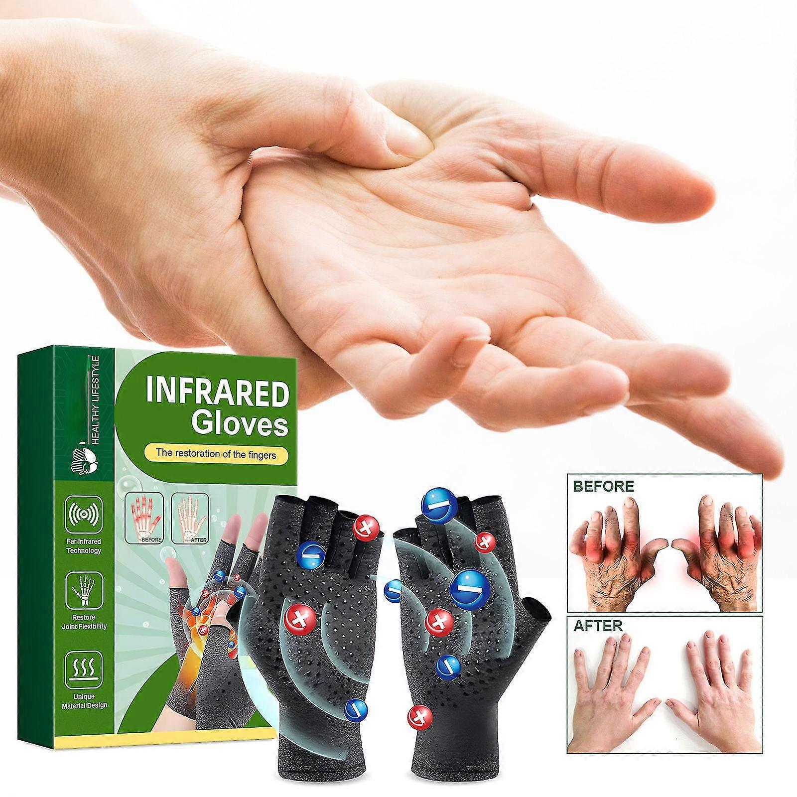 Infrared Gloves, Arthritis Hand Compression Gloves, Therapeutic Infrared Gloves, Relieve Muscle Pain Arthritis Gloves 1Pair
