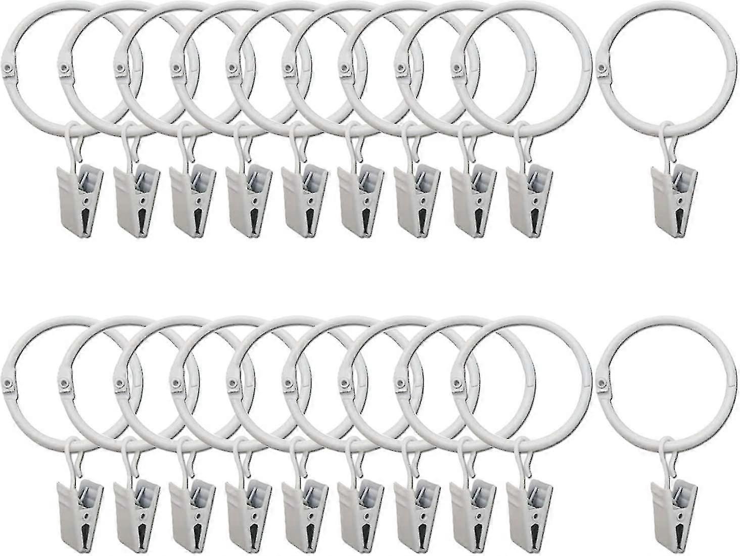 20 Pack Shower Curtain Rings With Decorative Clips Rust Proof 3.2cm