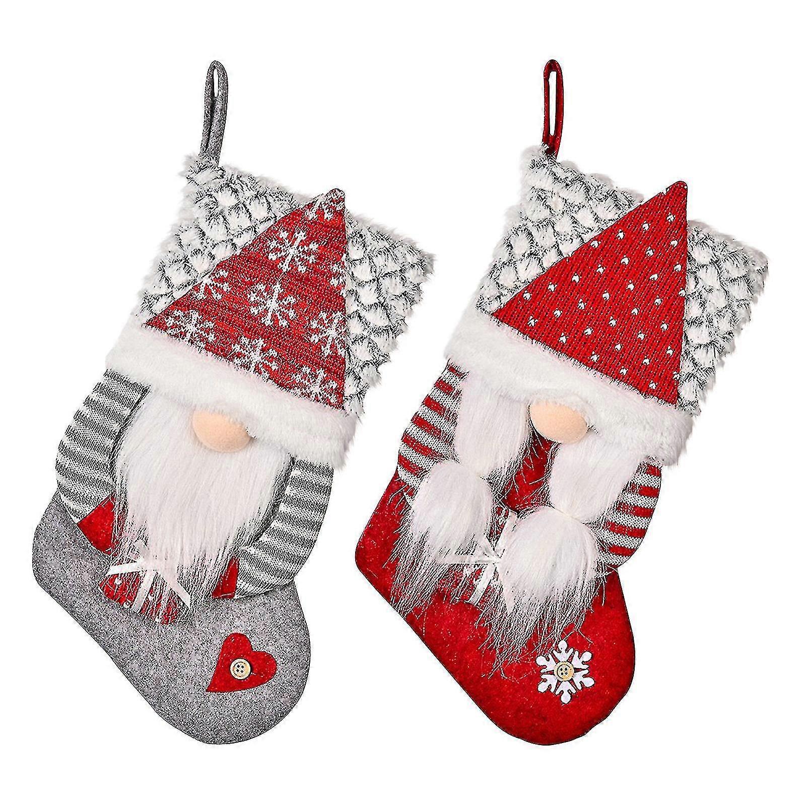 Holding Gift Shape Rudolph Christmas Stocking Christmas Tree Decoratio