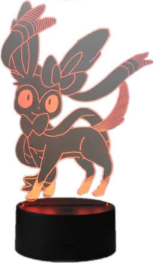 Fashion 3D Colorful Anime Sylveon LED Elf Night Light USB Children's Table Lamp Touch 7 Color / Remote Control 16 Color Home Decoration Christmas Gift