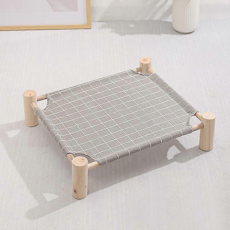 1 Set (Square) Solid Wood Canvas Pet Bed Dog Bed Cat Bed Quadrangular Pet Cat Hammock Detachable Washable Wooden Bed