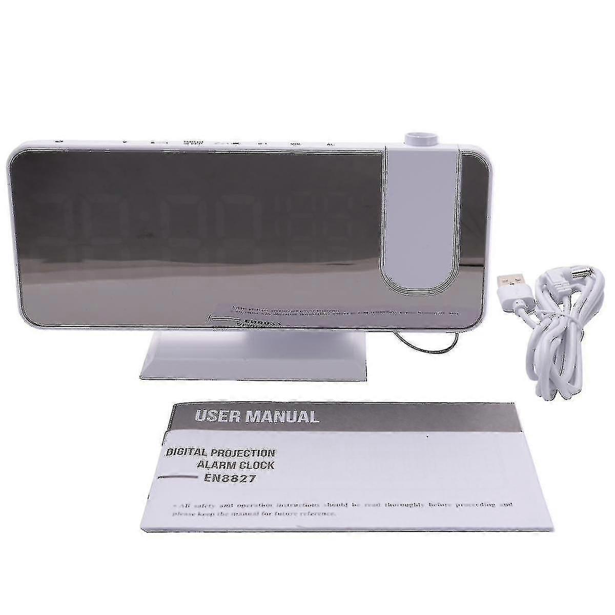 Projection Alarm Clock With Fm Radio, Temperature Monitor, Easy To Use, Clear Big Digit, Bedrooms C