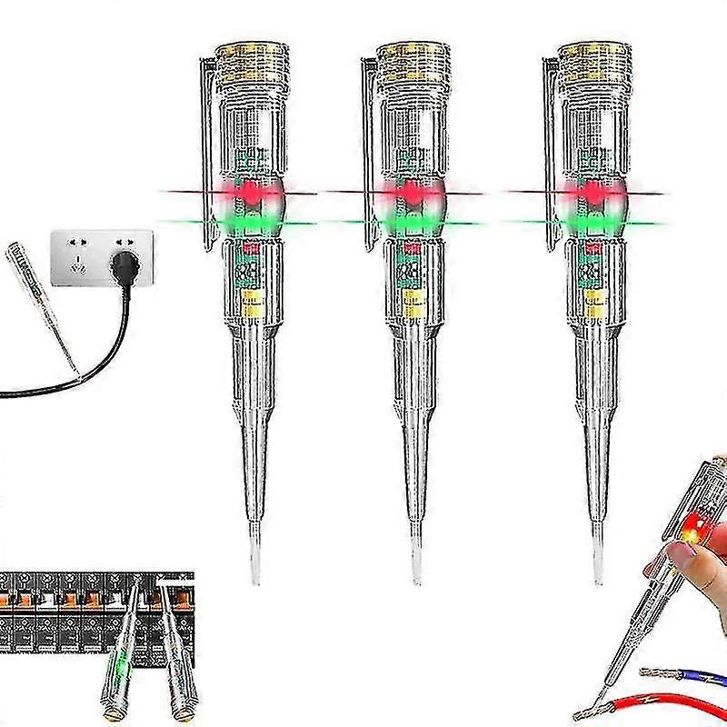 3pcs 24-250v Electrician Circuit Tester Pen,responsive Electrical Tester Pen,with Led Indicator Lig