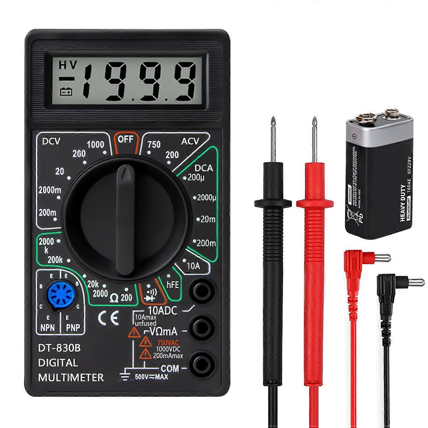 Professional Digital Multimeter, Polymeter for Measuring Continuity, Voltmeter Ammeter Ohmmeter DC Voltage TesterResistance, Test Leads and Mini Boxes