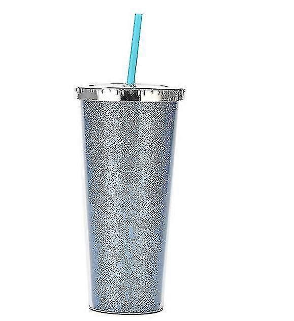 Large Capacity Double Layer Plastic Straw Cup Student Universal Water Cup