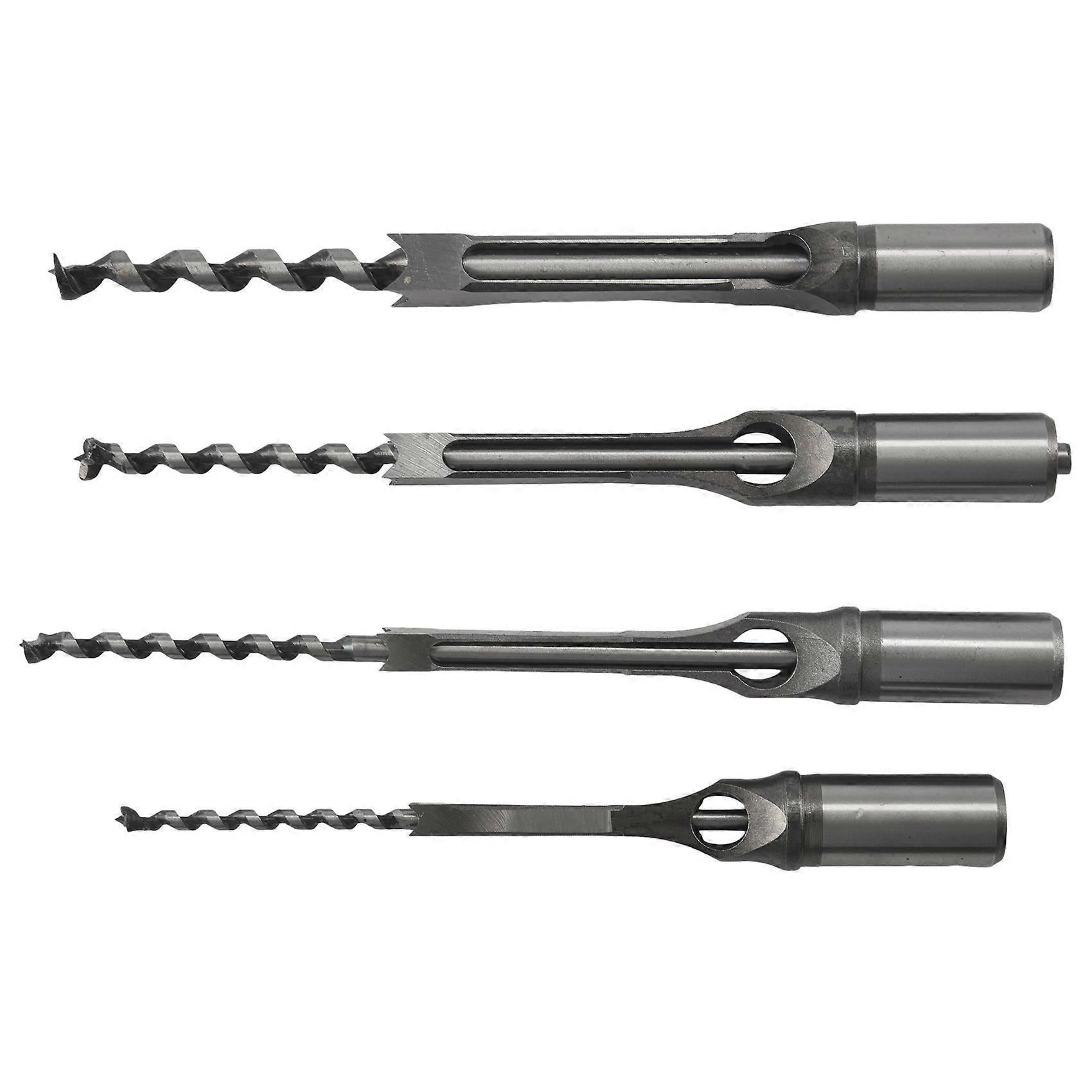 4Pcs Woodworking Square Hole Drill Bits Wood Mortising Chisel Set Mortise Chisel Bit Kits Woodworki