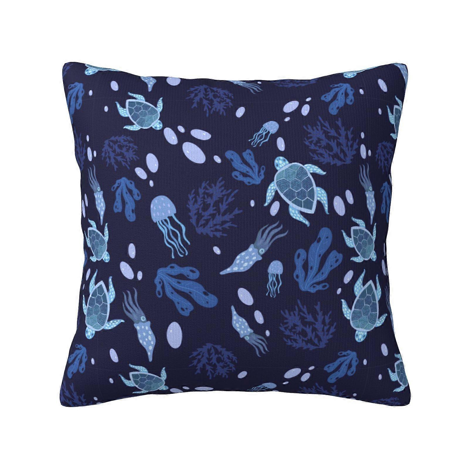 Sea Turtle Throw Pillow Covers Decorative Pillowcase Cushion Cover For Home Sofa Bed Indoor 18 X 18 Inch