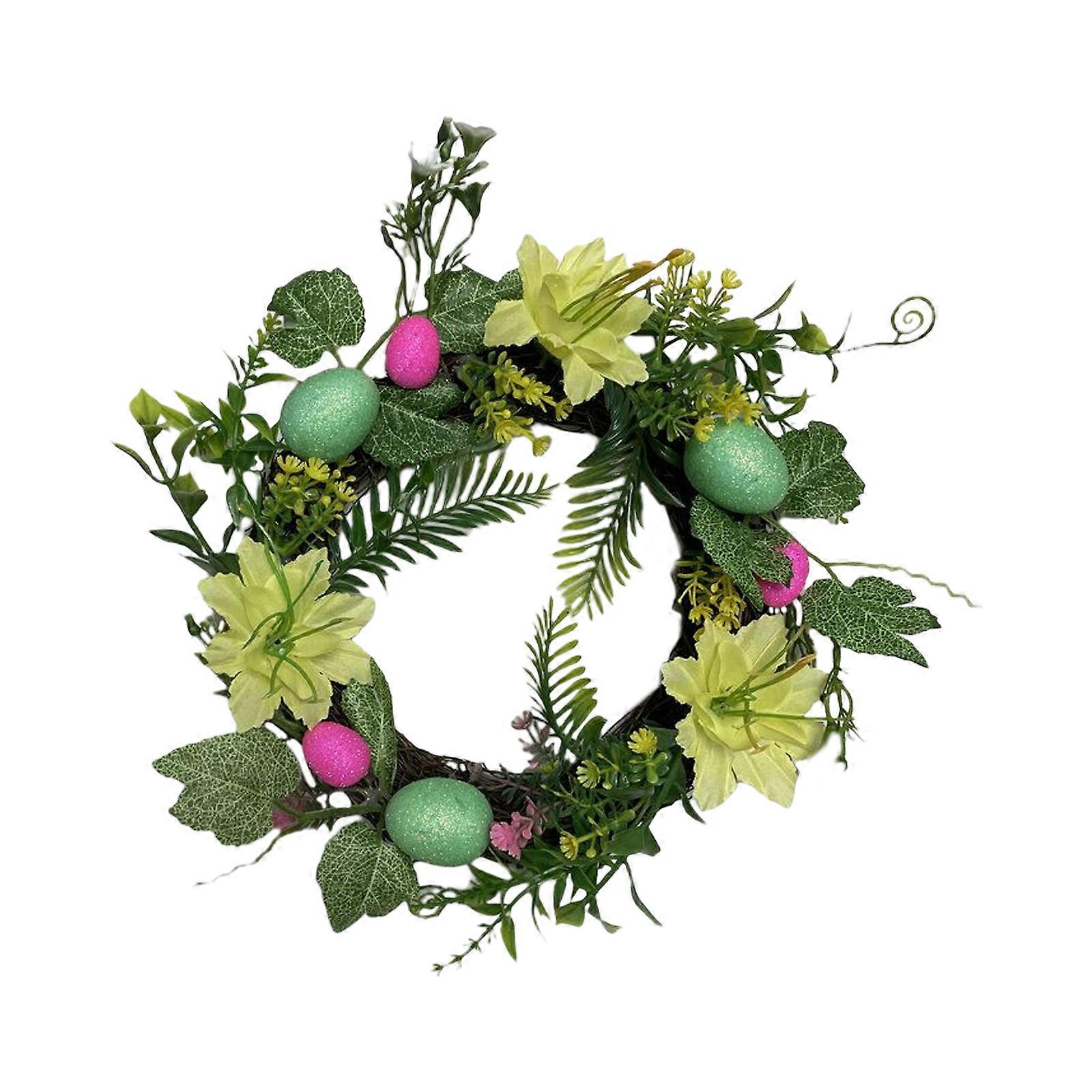15 Inch Artificial Easter Wreath With Colored Egg And Mixed Twigs Spring Wreath For Front Door With Easter 100% NEW