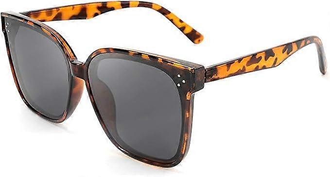 (brown leopard print) oversized square retro polarized sunglasses women men simple style