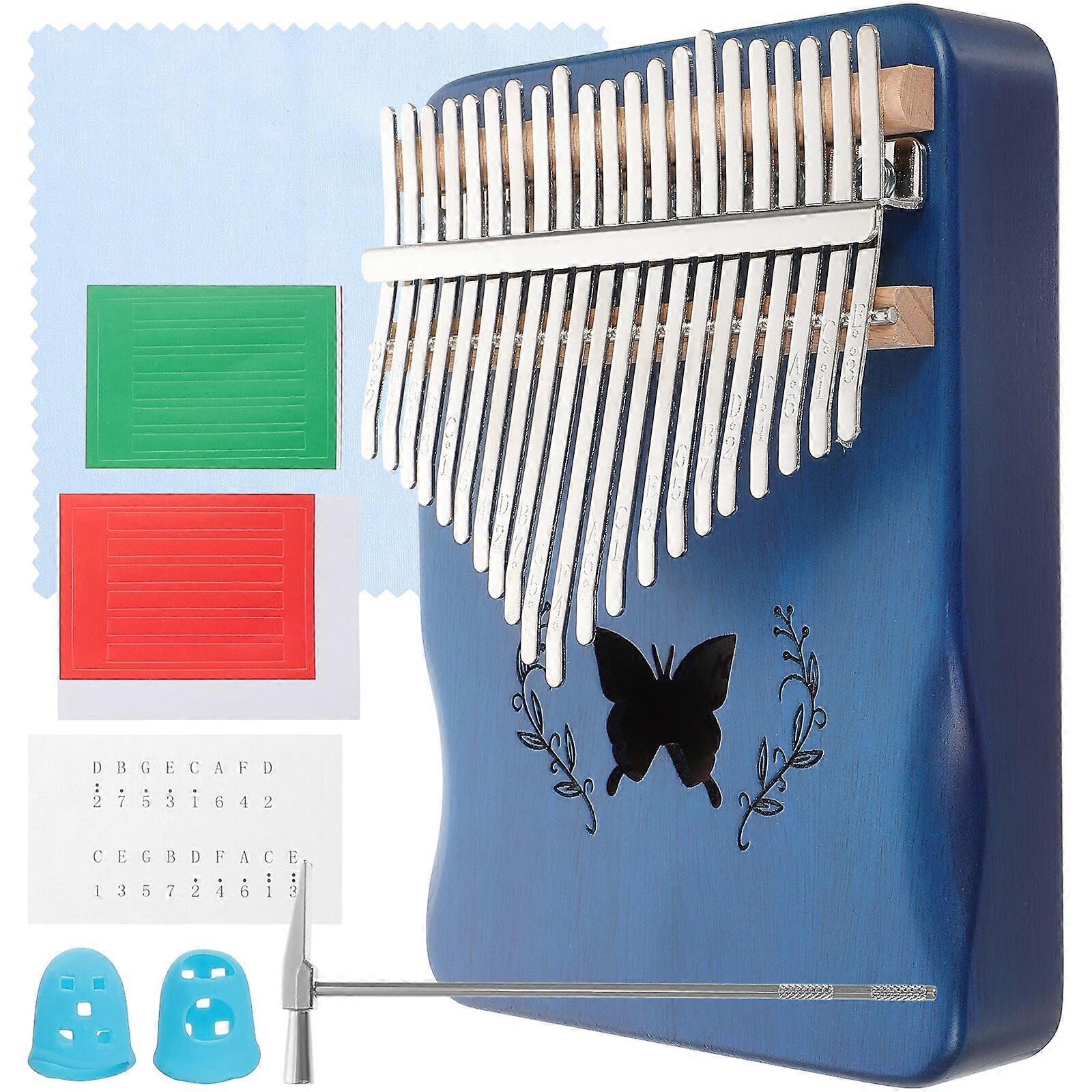 1 Set Thumb Piano Portable Kalimba 21 Keys Hand Piano Musical Instrument (Blue)