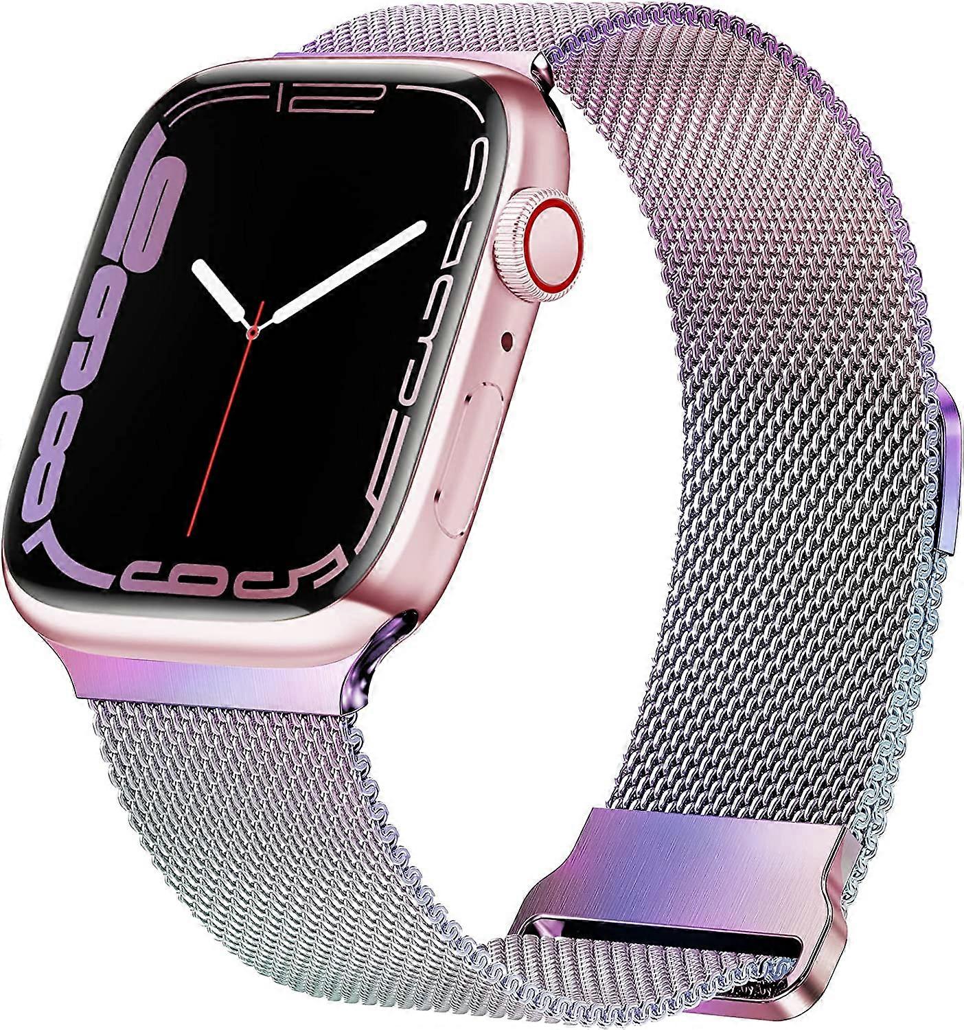 Magnetic Band Compatible with Apple Watch 38mm 40mm 41mm 42mm 44mm 45mm, Stainless Steel Mesh Milanese Strap with Adjustable Loop, Metal band for iWat