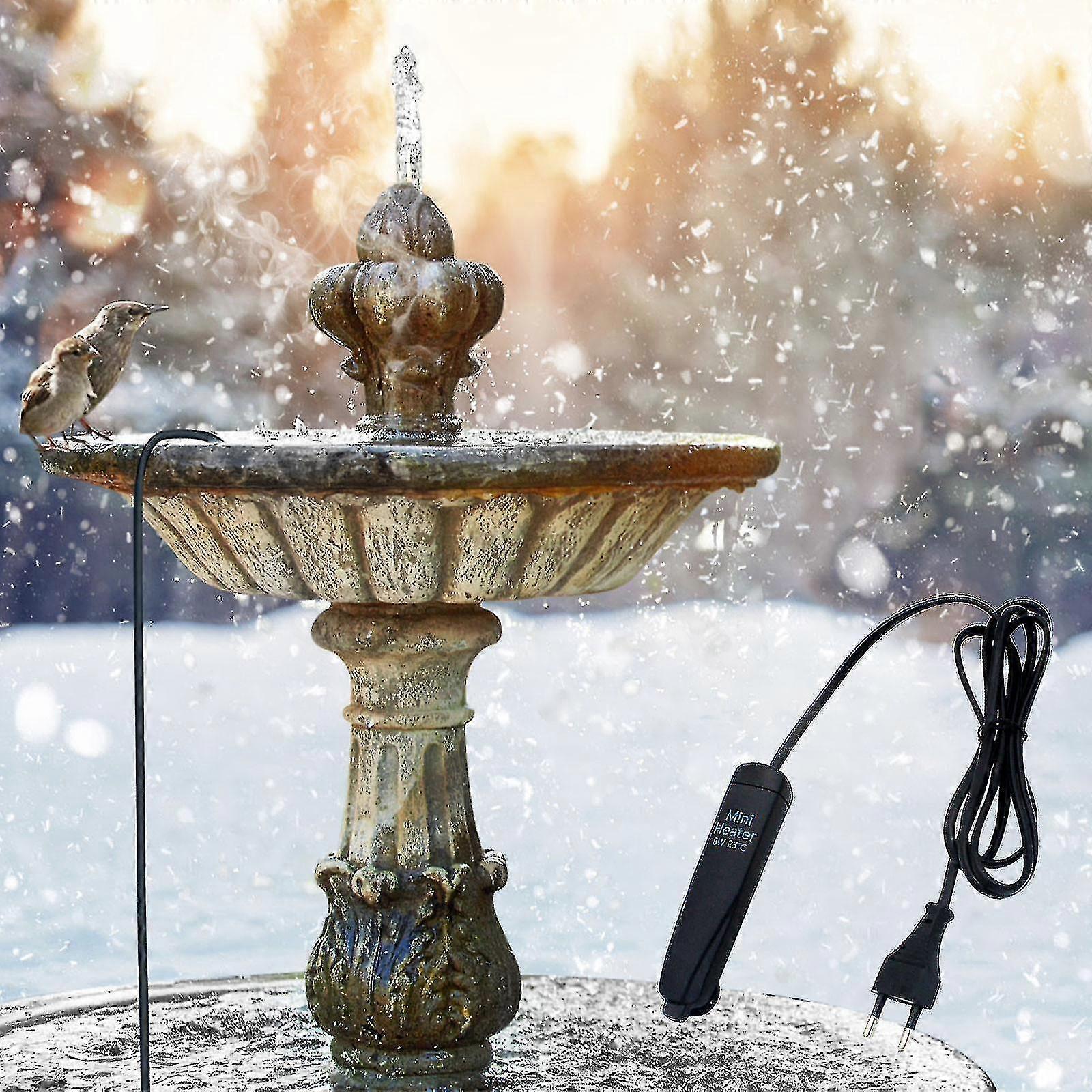 Thermostatically Controlled Bird Bath Deicer For Outdoor Courtyard