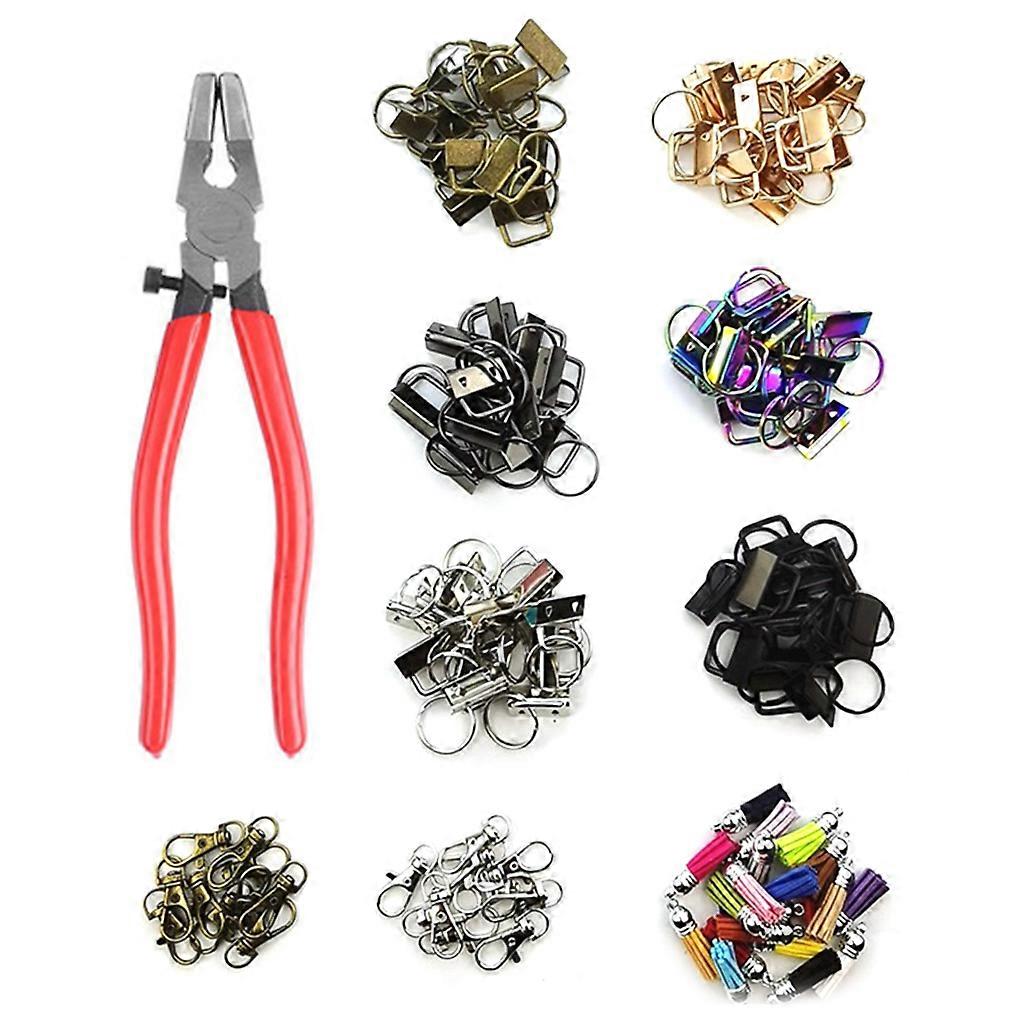 113pcs for Key Fob Hardware Set with Pliers Keychain Tassel Pendant Swivel Snap