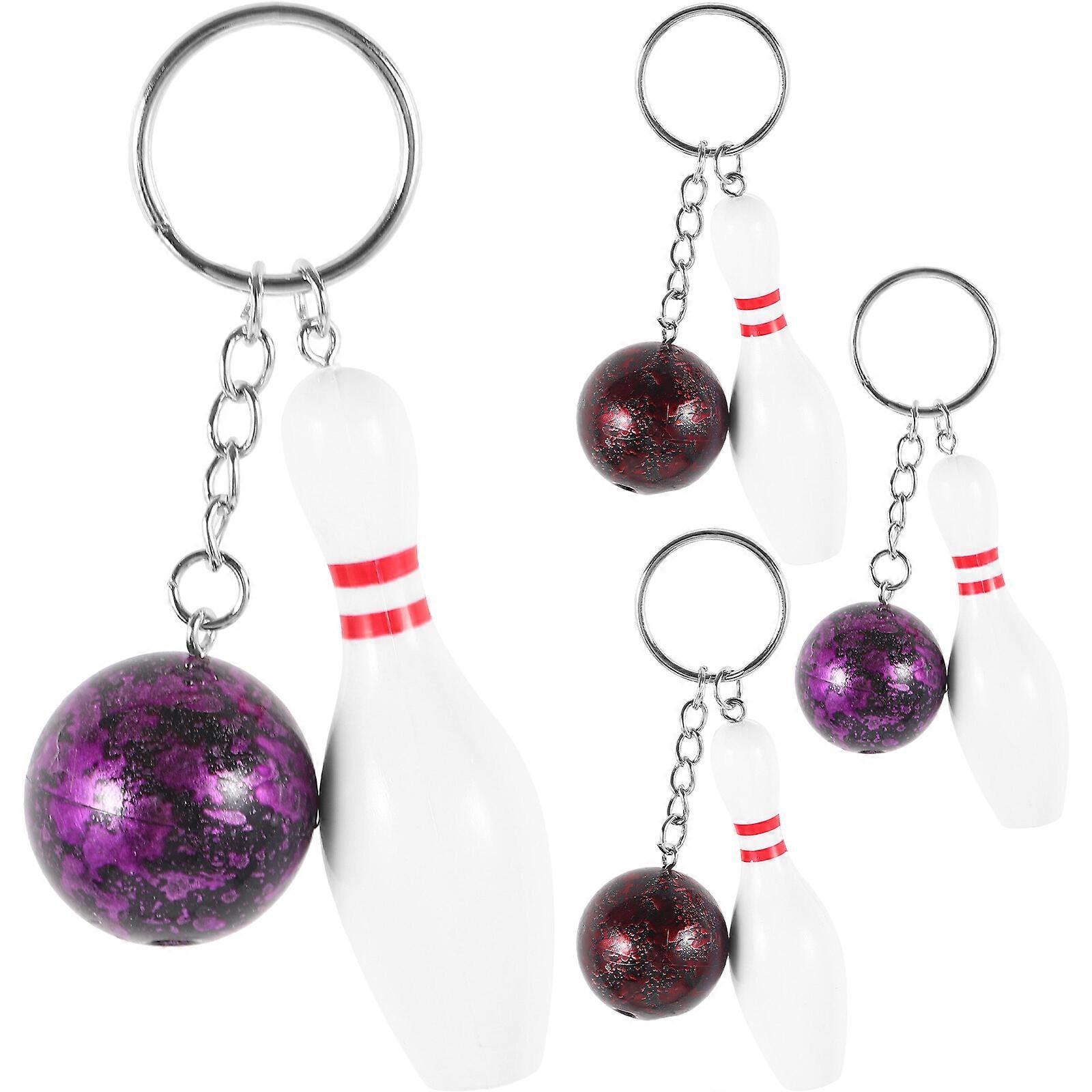 4pcs Decorative Bowling Keychains Bag Backpack Hanging Keychains Decors Small Bowling Keychains