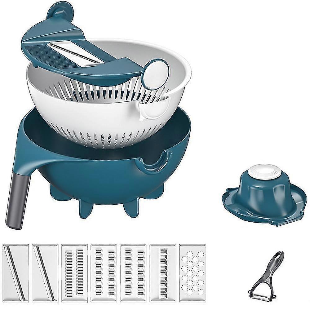 New Multifunctional Vegetable Cutter With Drain Basket, Magic Rotate Vegetable Slicer, Mandoline Slicer Cutter Chopper And Grater, Kitchen Tool Veggie