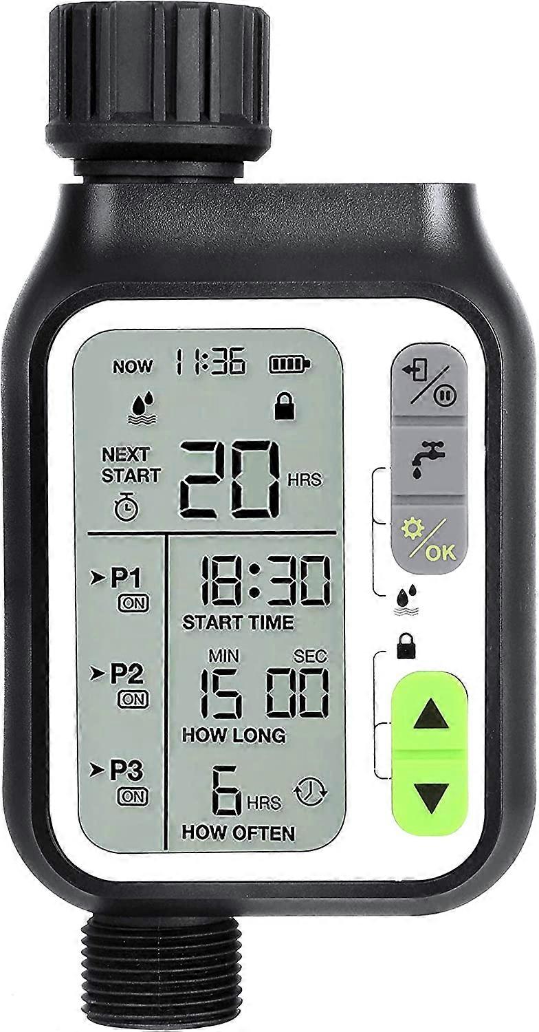 Water Timer,Automatic with 3 Separate Irrigation Systems/Automatic Rain Sensor/Child Lock Mode