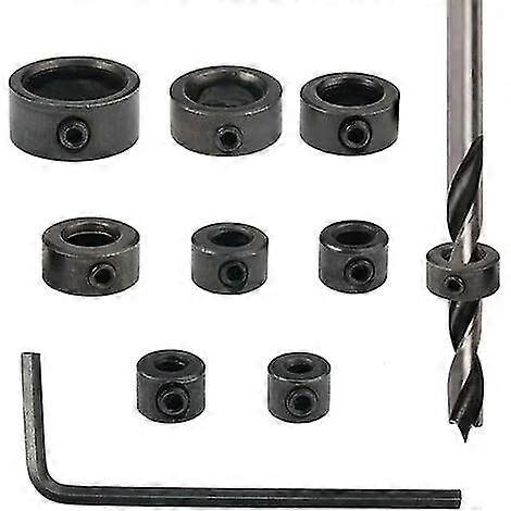 unique Drill Depth Limiter-8pc Drill Limit Ring (3-16mm) + Small Wrench