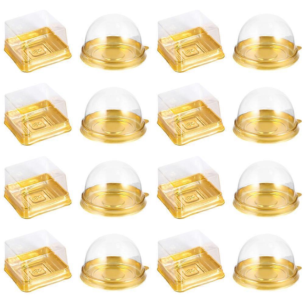 100 Pcs Convenient Moon Cake Boxes Round Cover Packaging Boxes (Golden)