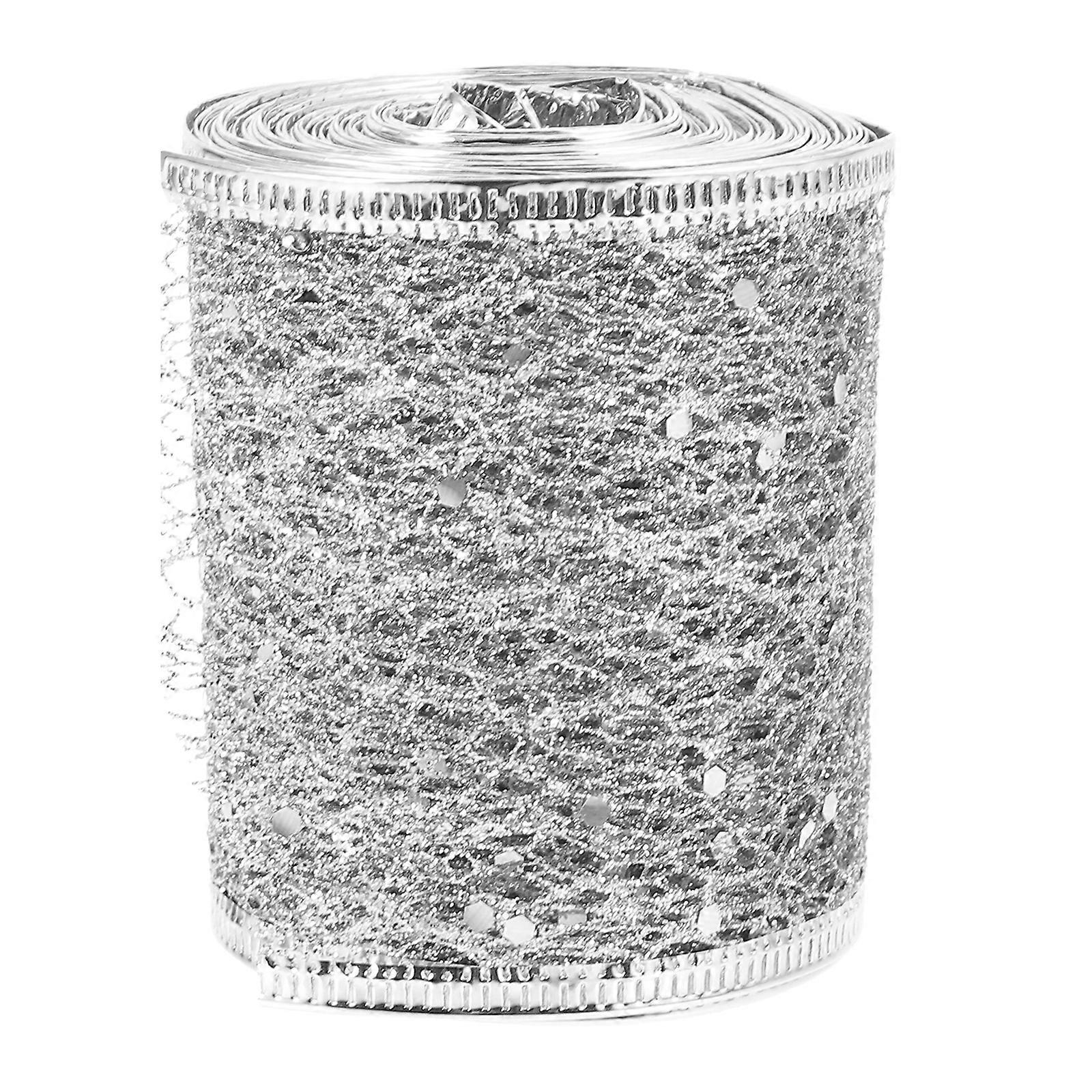 1 Roll of Glitter Mesh Ribbon Decorative Hollow Ribbon Classic Bowknot Making Ribbon