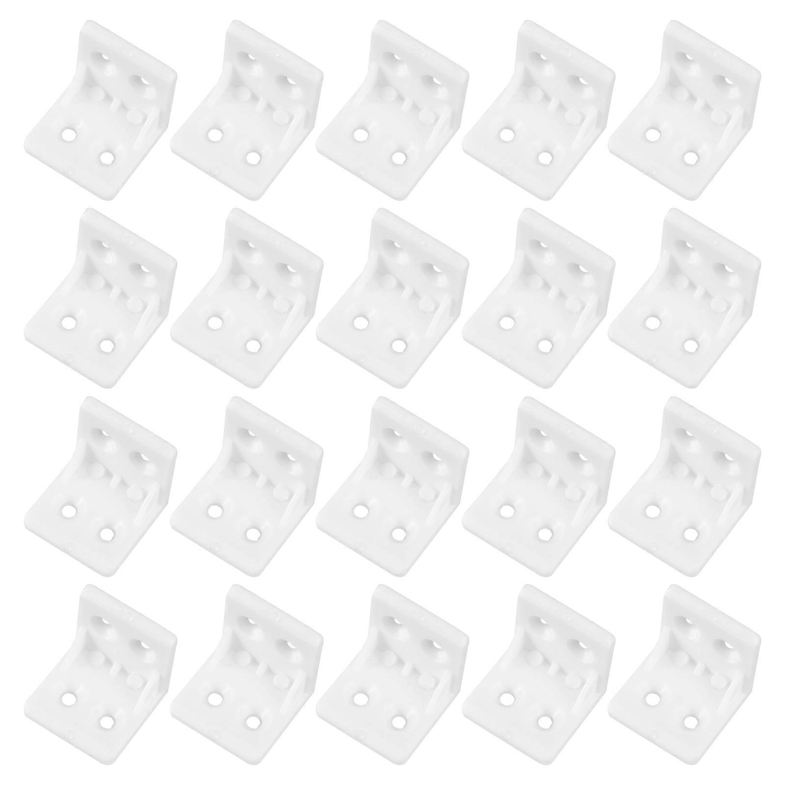 20pcs Plastic Brackets L Shape Right Angle Brackets Braces with 80pcs Screws