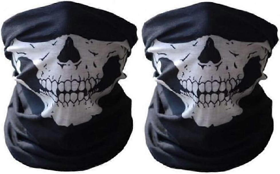 2 Pack Motorcycle Skull Neck Gaiter Half Face Mask Halloween