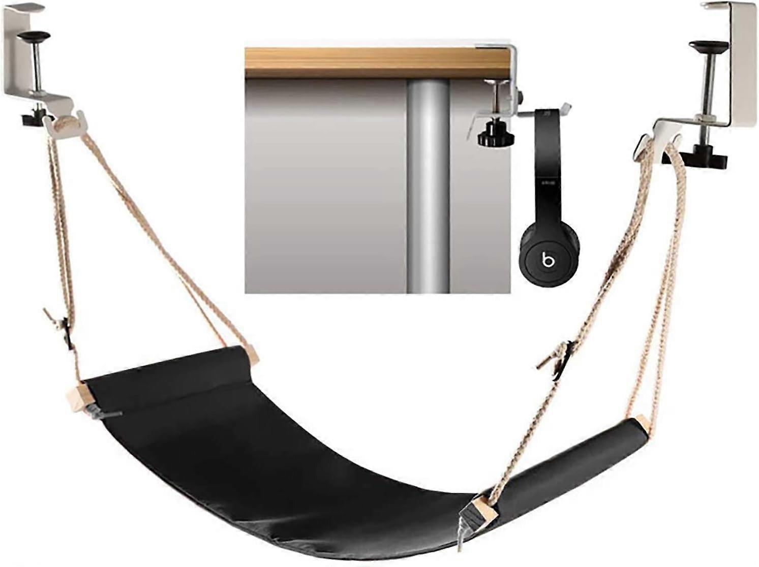Hängematten-Fußstütze, Hängematten-Fußverstellung für Schreibtischfüße, Headset-Halterung im Lieferumfang enthalten Verstellbar Tragbar Perfekt, um Ihre Füße zu entlasten