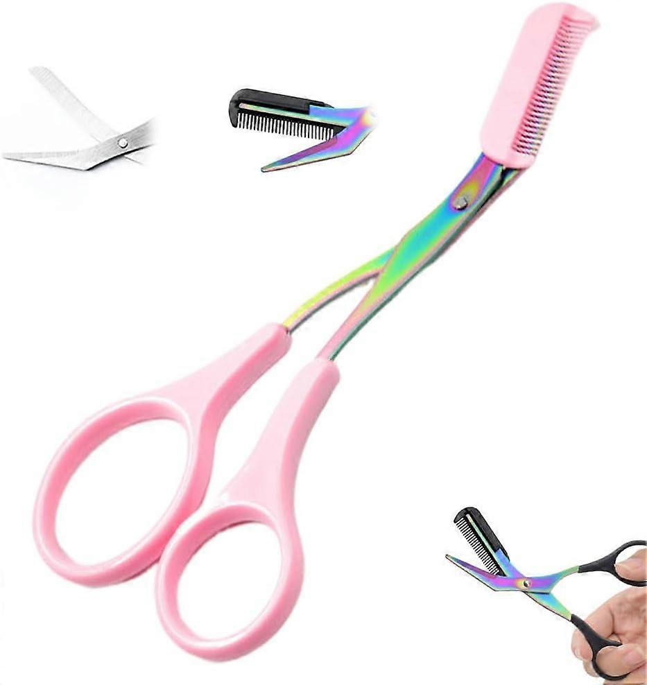 Eyebrow Eyelash Hair Scissors Comb Trimmer Stainless Steel Eyebrows Cutter Clipper Tool