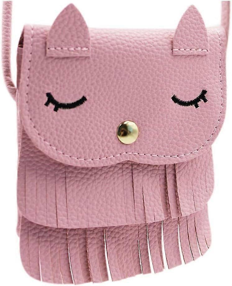 YC חתול ציצית תיק כתף ארנק מטבעות קטן תיק מוצלב לילדים בנות, סגול (5.1 אינץ 'x 5.9 אינץ '), מידה אחת ורוד (5.1 אינץ 'x 5.9 אינץ ')